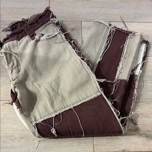 Jaded London Patchwork Boyfriend Jeans in Brown and Cream